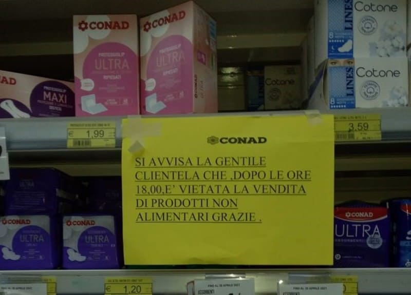 Zona rossa, vietata vendita assorbenti dopo le 18: "Non sono beni di prima necessità" 3 L'ordiza per la zona rossa.