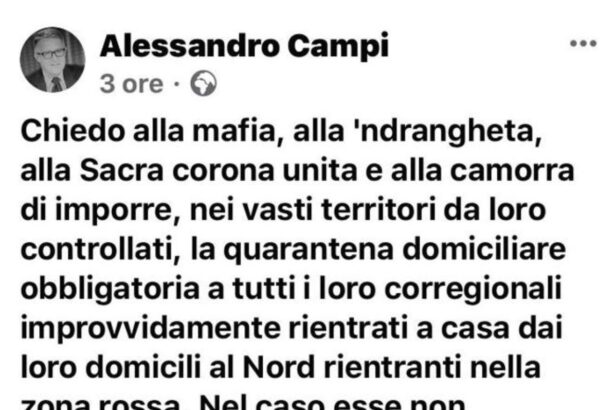 "Quarantena obbligatoria": l'appello alla Mafia di un professore universitario 6