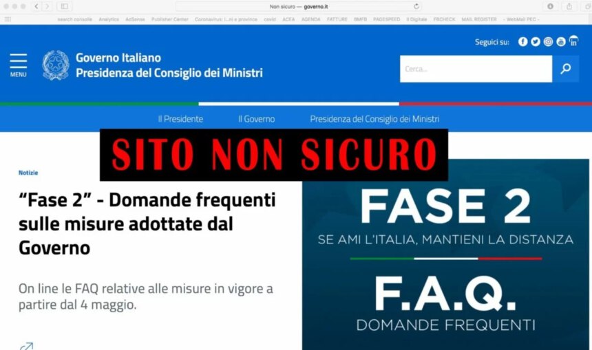 Il sito ufficiale del Governo non è sicuro senza il certificato SSL? 1