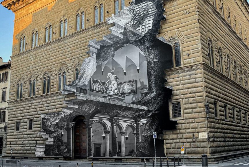 Firenze si sveglia con "La Ferita" del Covid sull'arte: JR apre i musei a modo suo 1