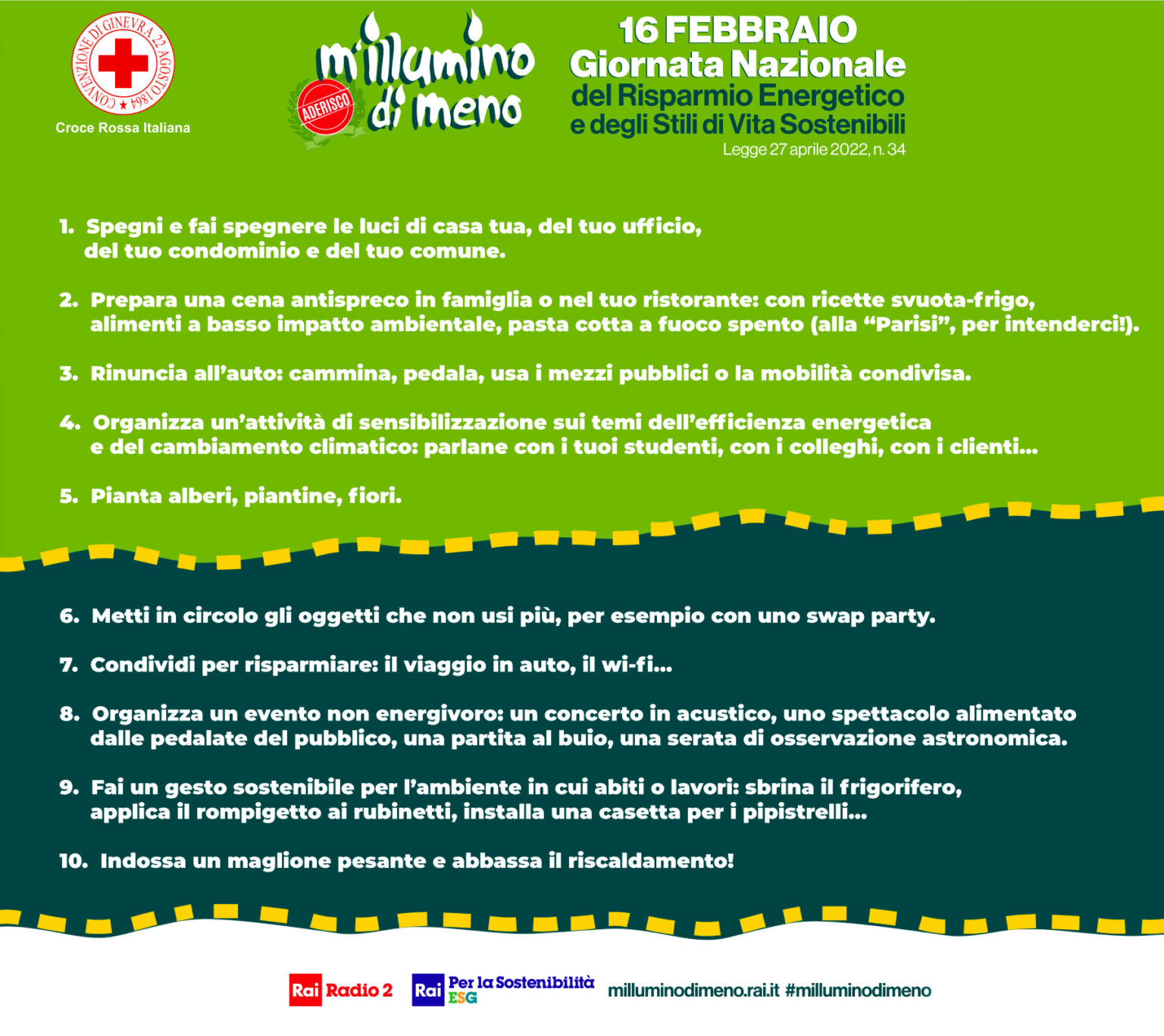 Torna "M'illumino di Meno", Giornata Nazionale del Risparmio Energetico e degli Stili di Vita Sostenibili 4 Torna "M'illumino di Meno", Giornata Nazionale del Risparmio Energetico e degli Stili di Vita Sostenibili 3