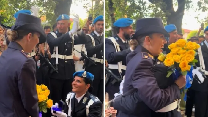 Giulia Latorre, figlia del marò, chiede alla fidanzata di sposarla durante il giuramento da poliziotta 4 Giulia Latorre, figlia del marò, chiede alla fidanzata di sposarla durante il giuramento da poliziotta 3