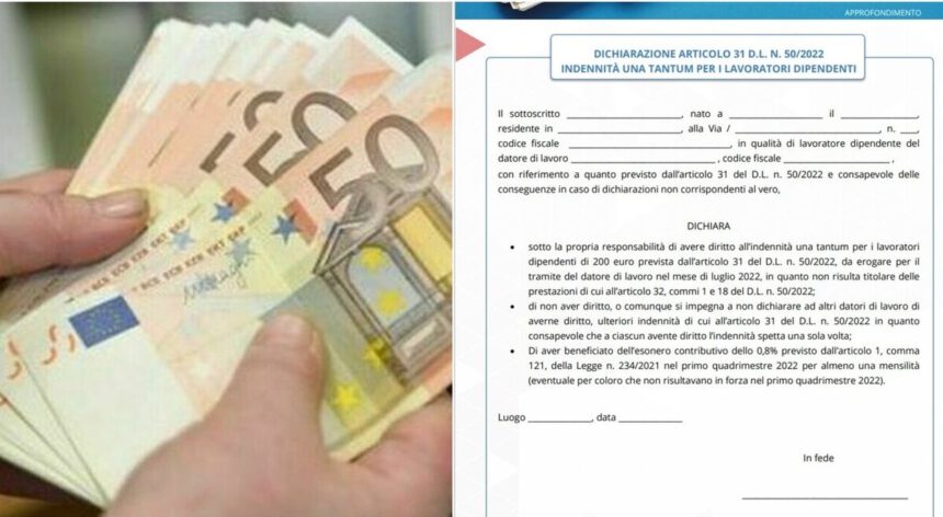 Bonus 200 euro non automatico per dipendenti: il modulo per ottenerlo e come compilarlo 1
