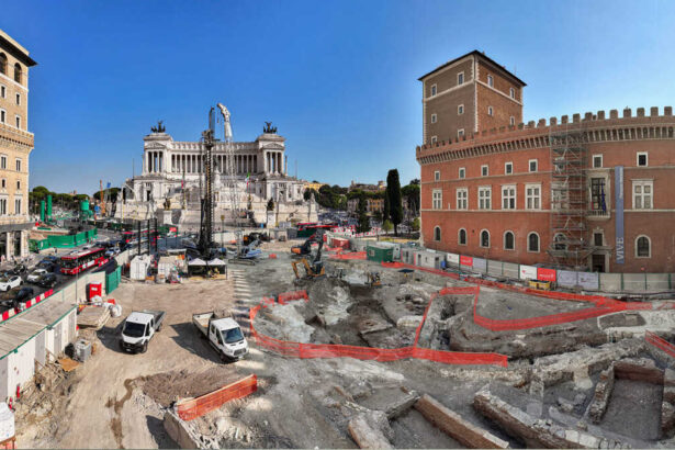 Metro C, un’insula e l’antica Flaminia riemergono dal cantiere di Piazza Venezia 9