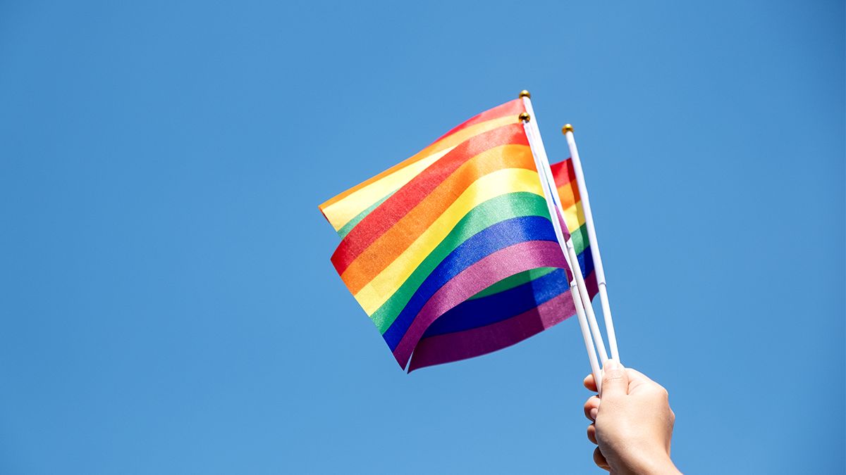 Cosa vuol dire l’acronimo LGBTQIAPK+ e perché abbiamo ancora bisogno di parlarne 3 mano stringe bandiere dell'orgoglio LGBTQIAPK+