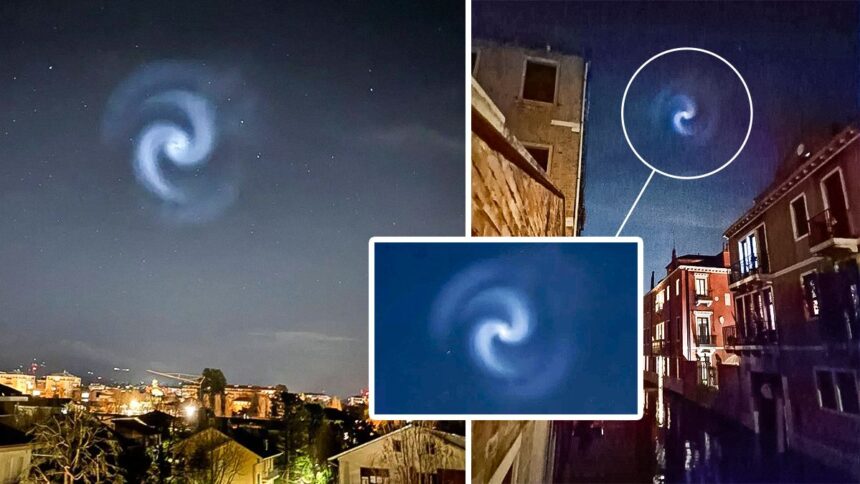 Spirale luminosa nei cieli italiani, non un ufo ma il razzo Space x di Elon Musk 2 Spirale luminosa nei cieli italiani, non un ufo ma il razzo Space x di Elon Musk 1