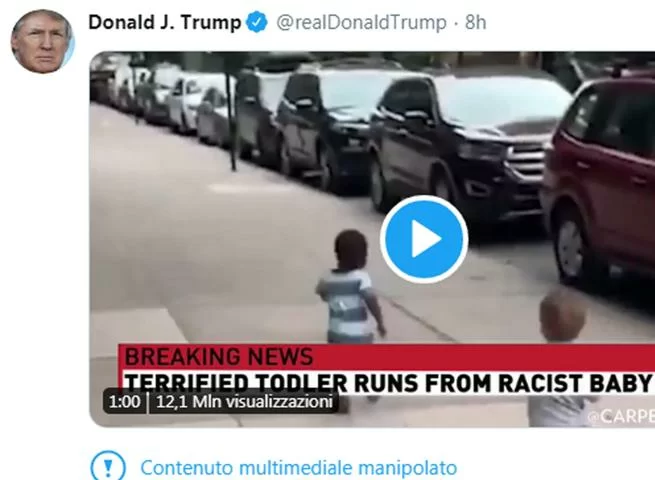 trump pubblica video manipolato