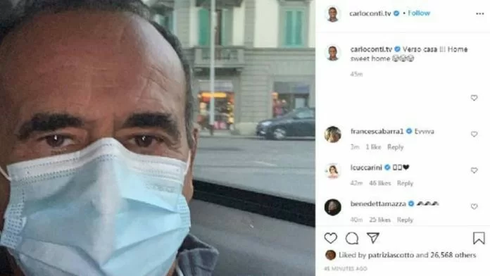Carlo Conti esce dall'ospedae