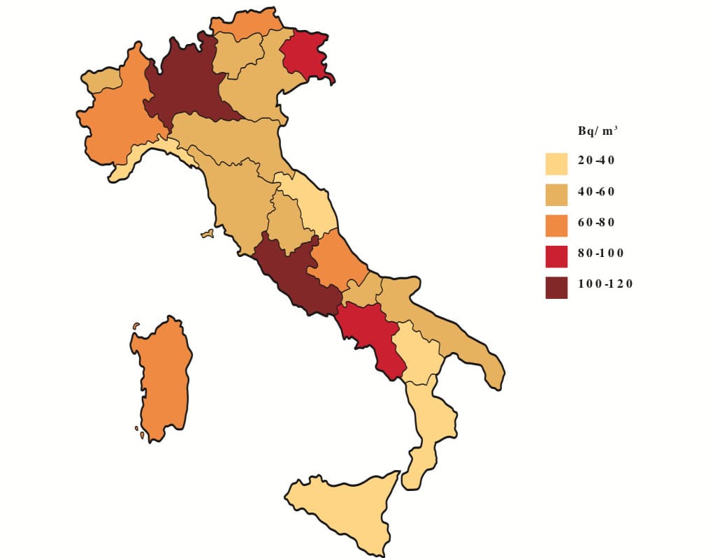 livelli medi indoor gas radon