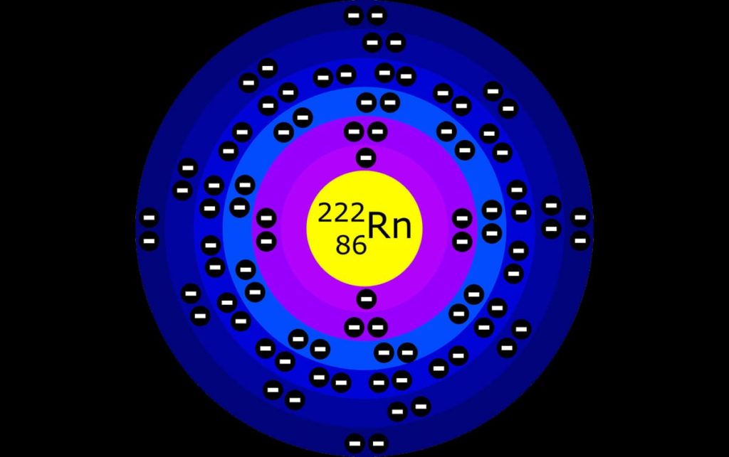 atomo di gas radon 