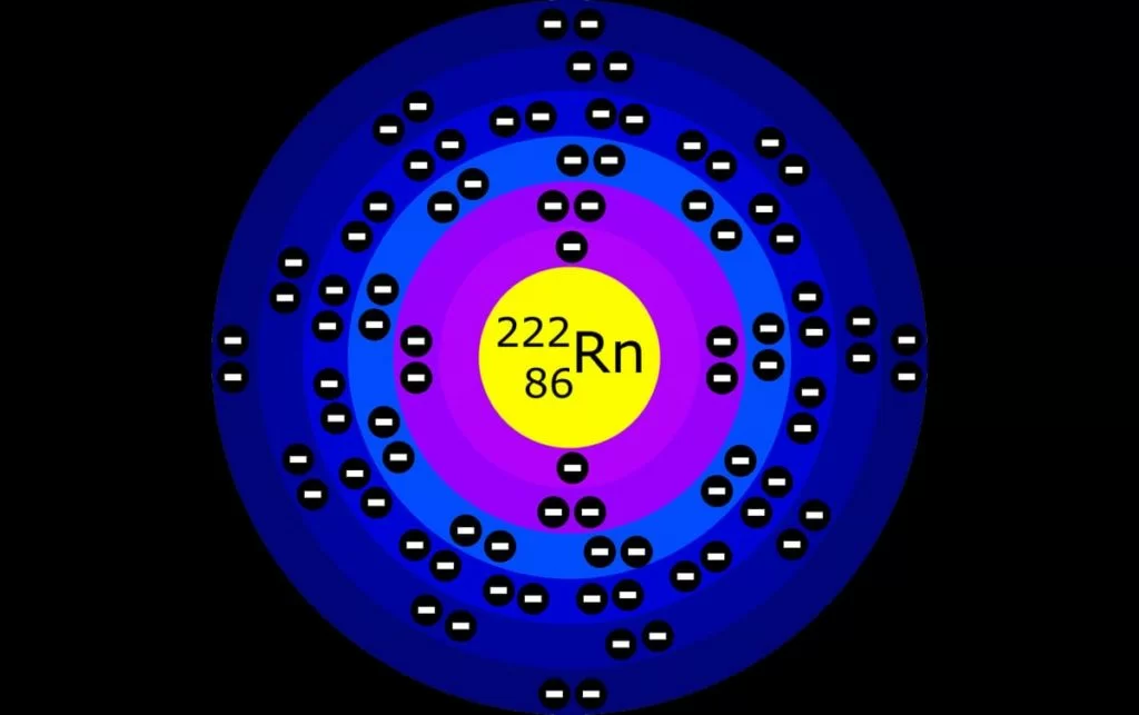 atomo di gas radon 