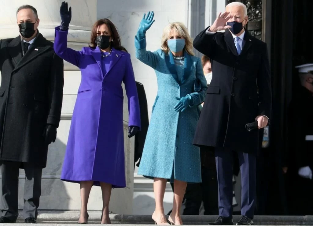 Inauguration Day: First Lady in Alexandra O’Neil, Kamala in Christopher Rogers.
