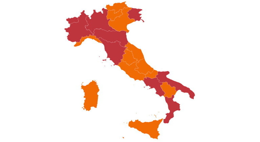 Colore regioni: la nuova suddivisione in fasce