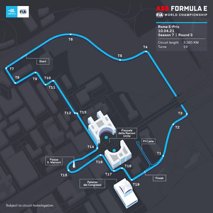 Il nuovo tracciato di Roma per la Formula E