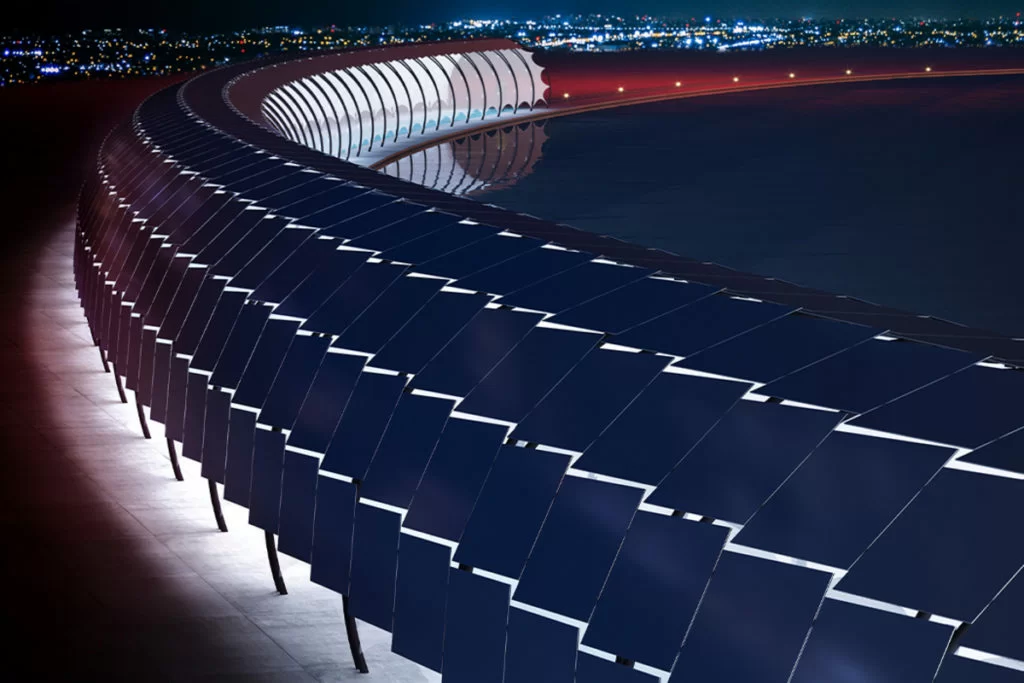 Ciclabile fotovoltaica_Solar Veloroute_notturna
