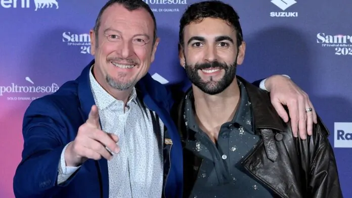 mengoni con amadeus a sanremo