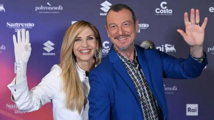 sanremo, amadeus e lorella cuccarini