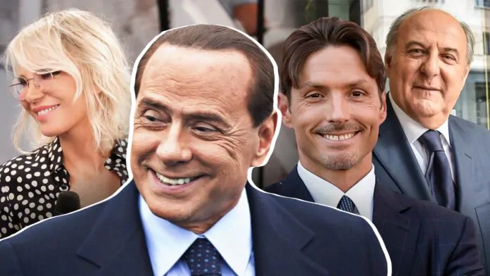 silvio berlusconi, pier silvio berlusconi, maria de filippi e gerry scotti