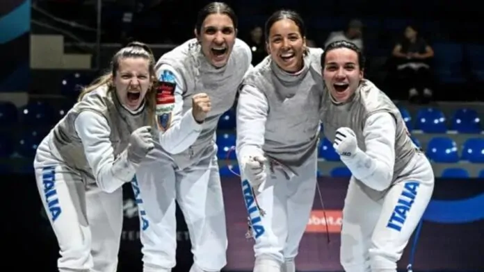 Scherma, bronzo di fioretto femminile.